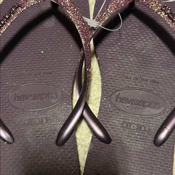 Havaianas Women's Purple glitter Flip Flops 37 38 7.5 - Picture 7 of 7
